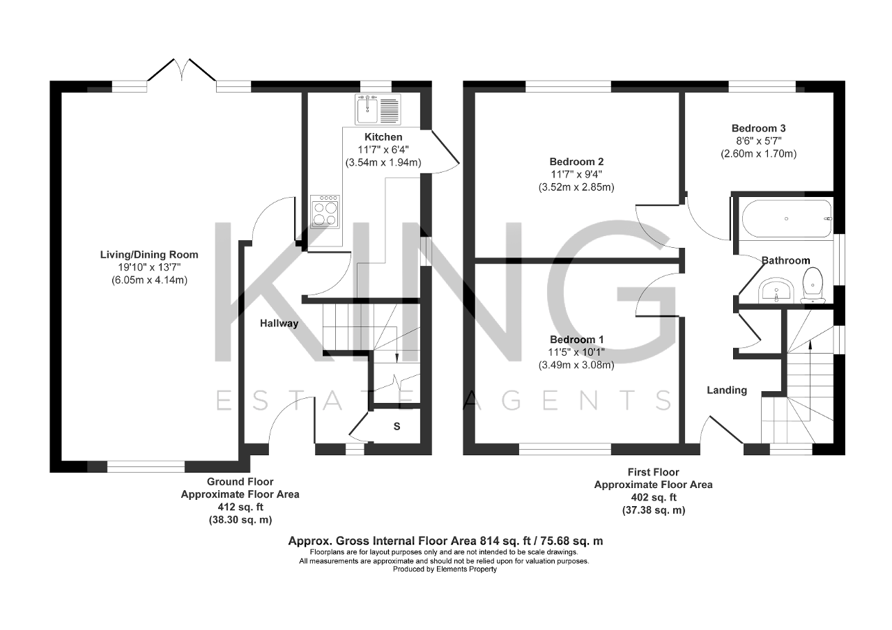 Floorplan for Bradvue Crescent, Bradville, Milton Keynes, Buckinghamshire, MK13 7AH