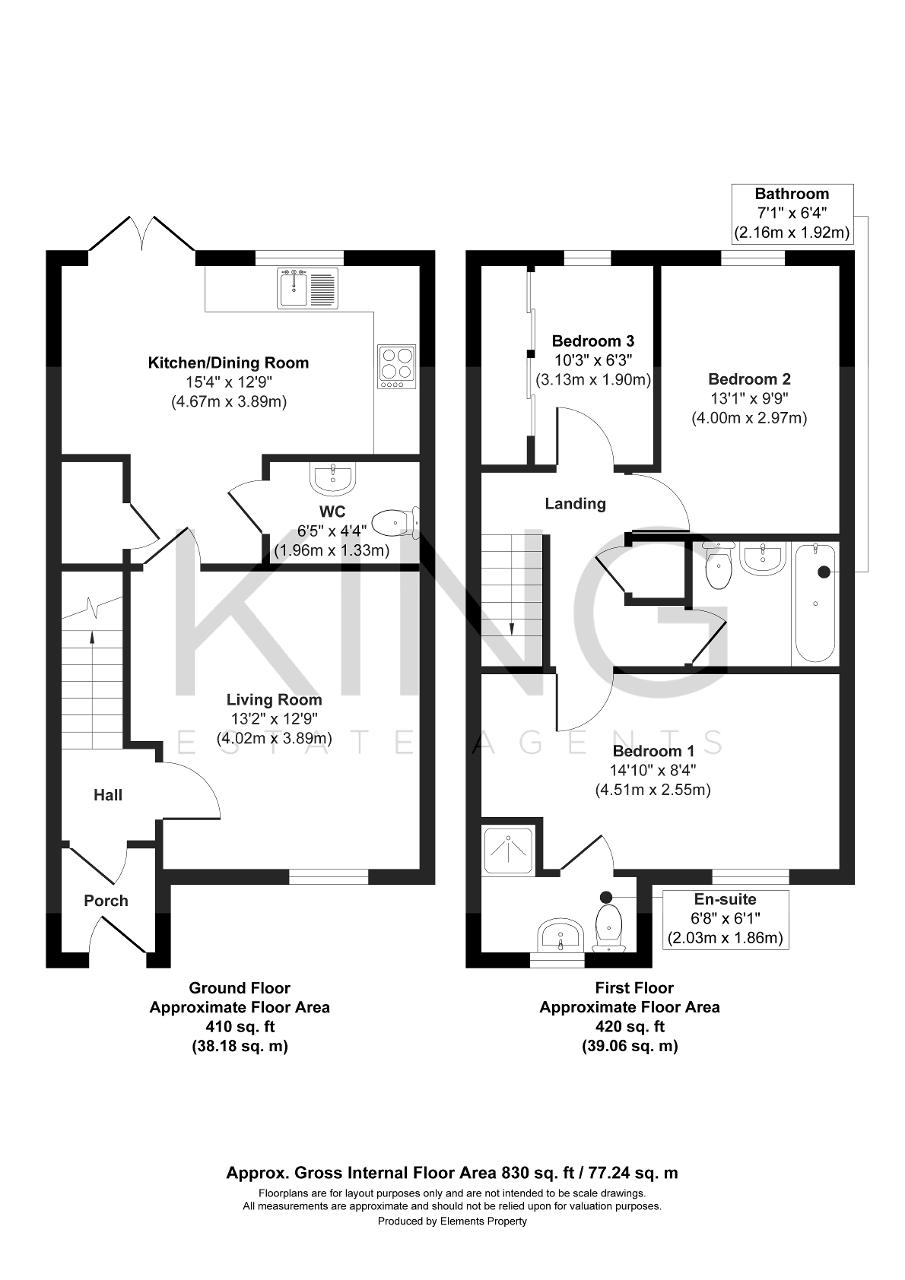 Floorplan of Kelly Gardens, Oxley Park, Milton Keynes, Buckinghamshire, MK4 4HY