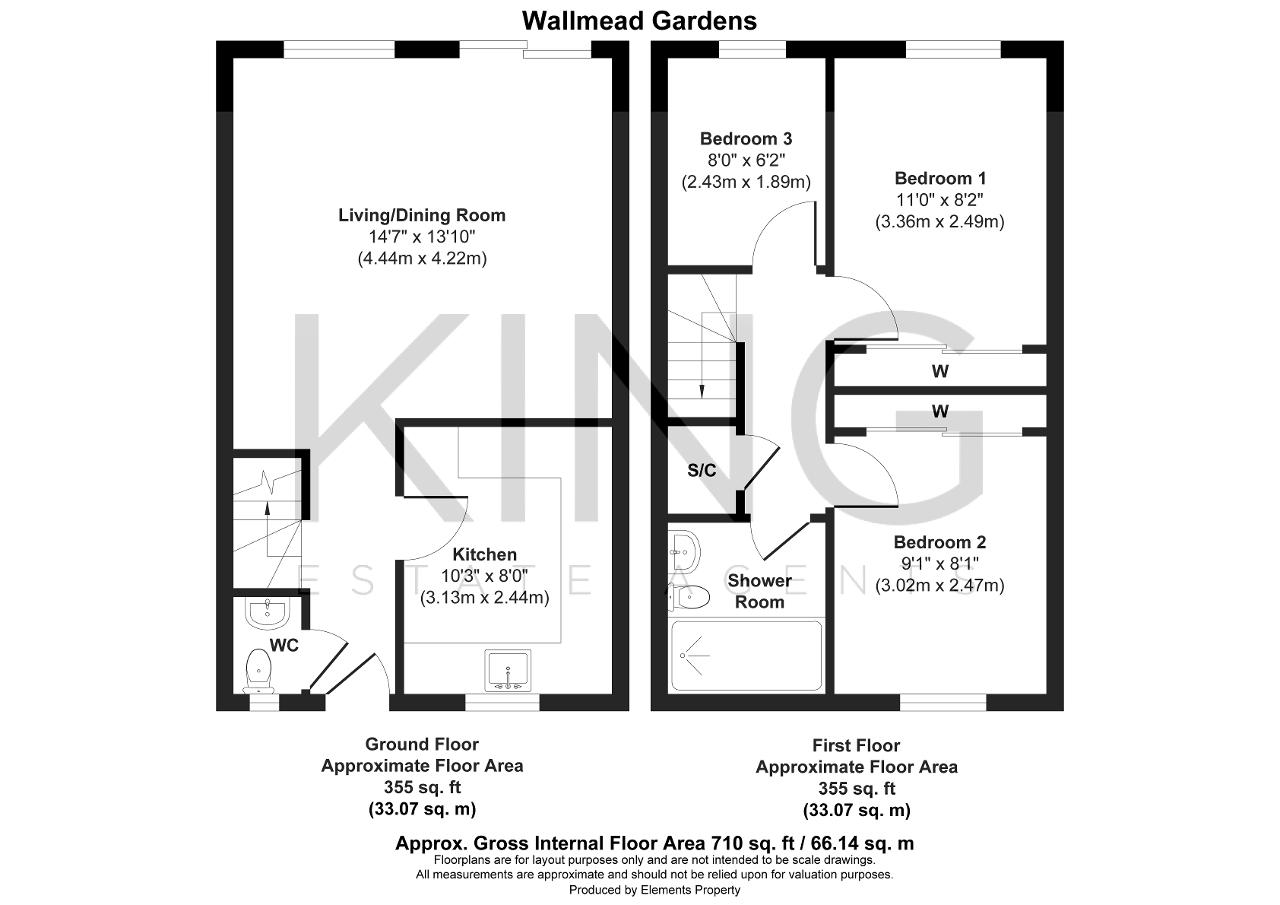 Floorplan of Wallmead Gardens, Loughton, Milton Keynes, Buckignhamshire, MK5 8ER
